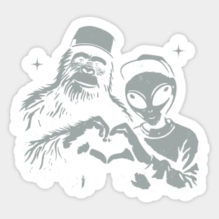 Bigfoot and Aliens Sticker